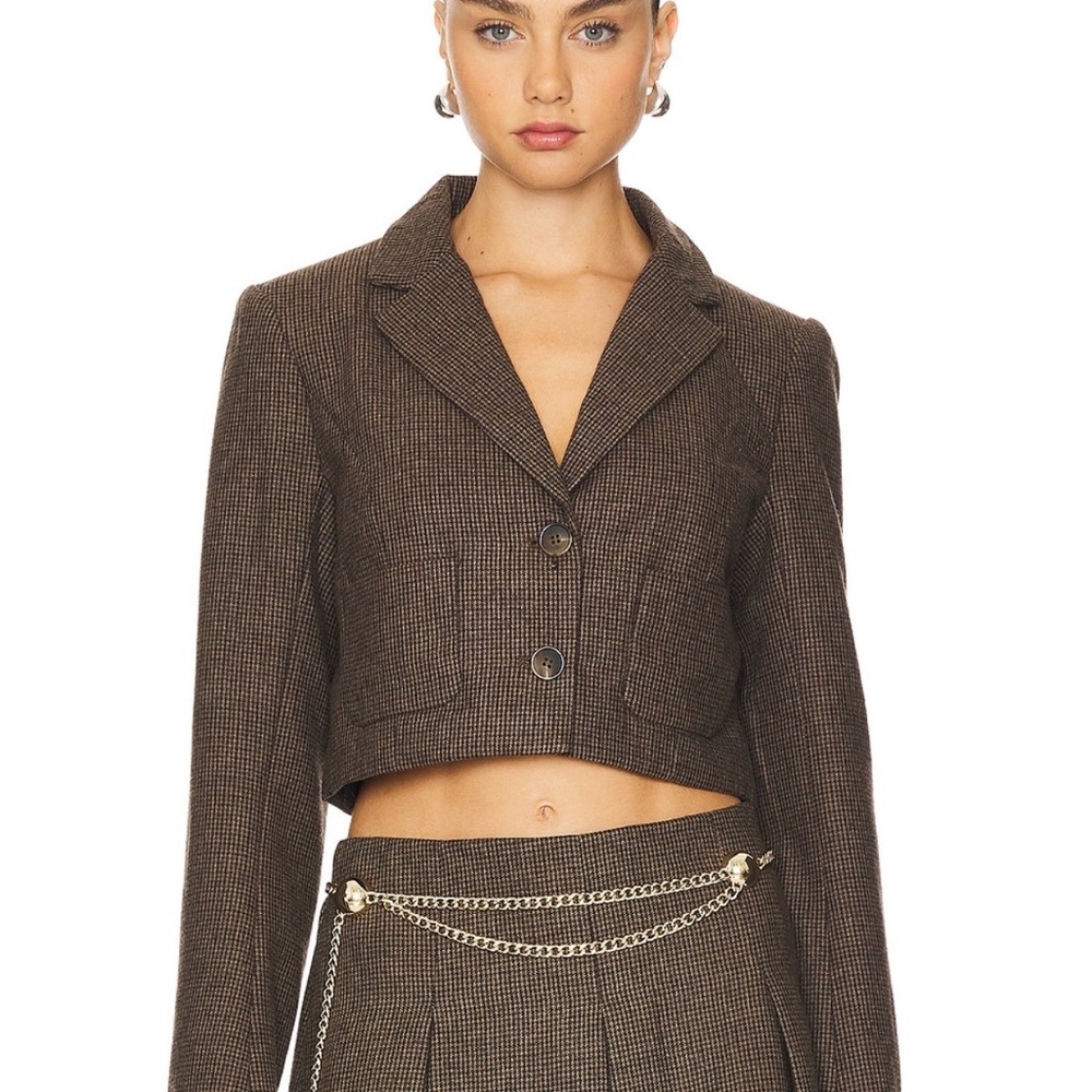 Astr Dark Brown Cropped Blazer